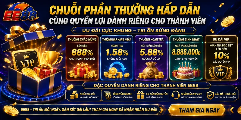 EE88 liên tục tung ra chuỗi chương trình ưu đãi cực khủng
