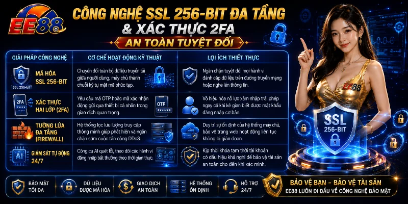 Giải pháp bảo mật SSL 256-bit và 2FA giúp bảo vệ thông tin tài khoản
